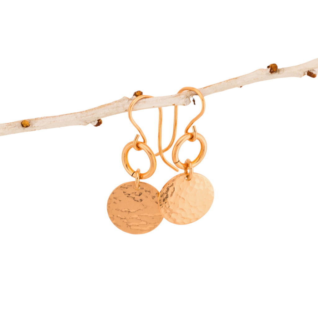Hammered Disc and Circle Ring Earrings