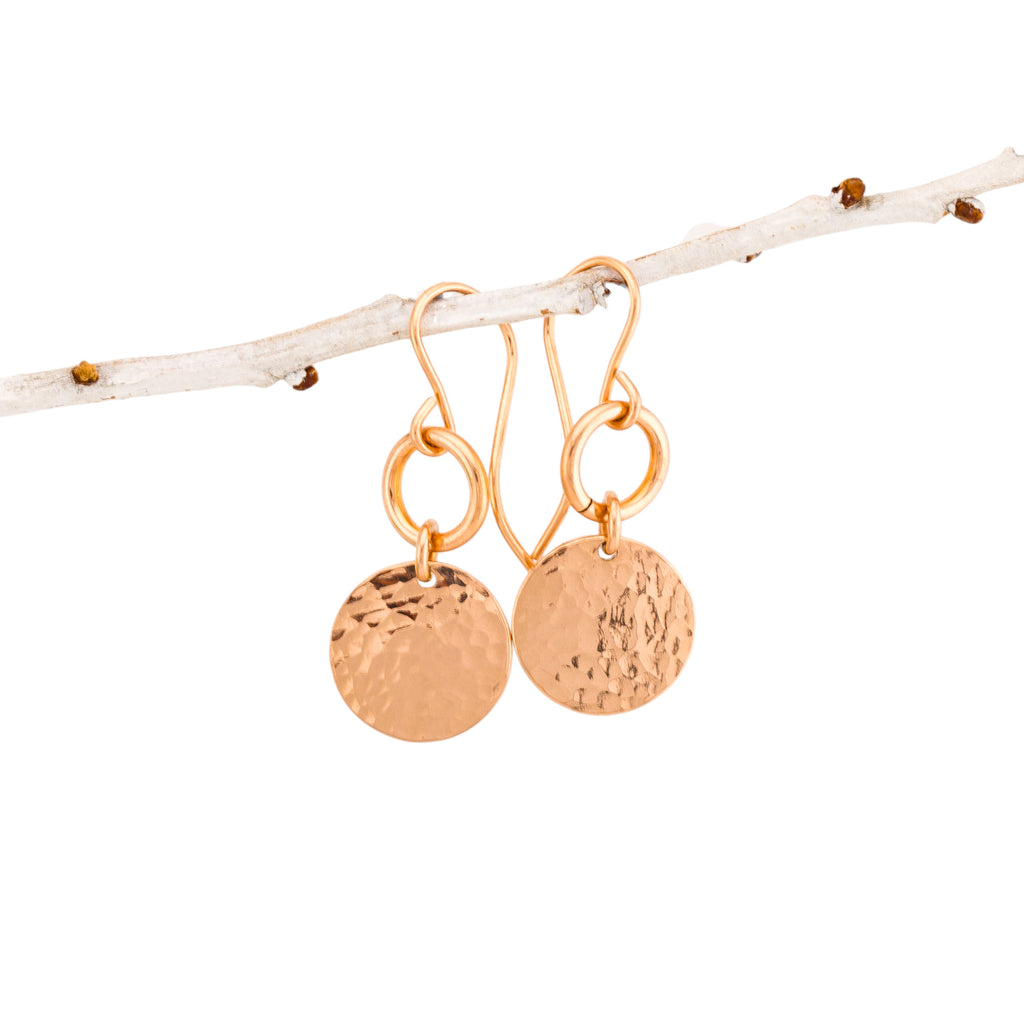 Hammered Disc and Circle Ring Earrings