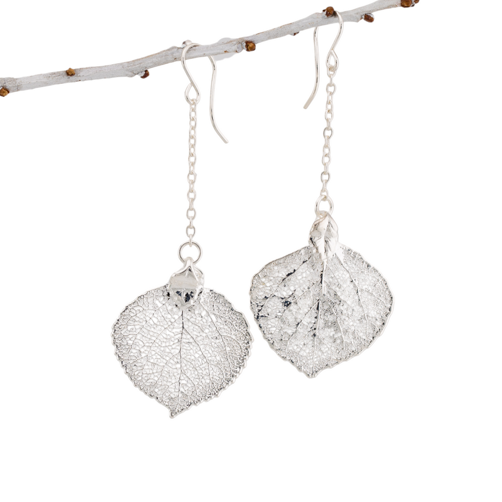 Dangle Real Aspen Leaf Earrings