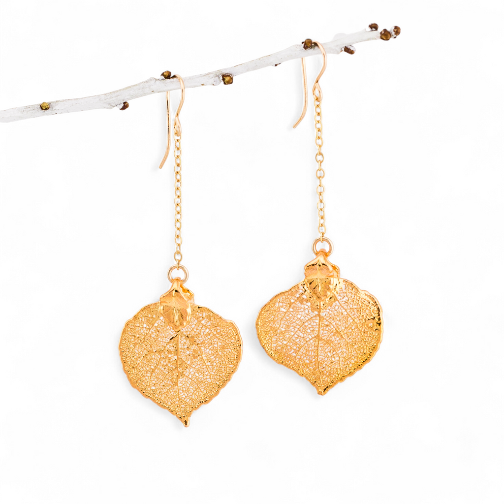 Dangle Real Aspen Leaf Earrings