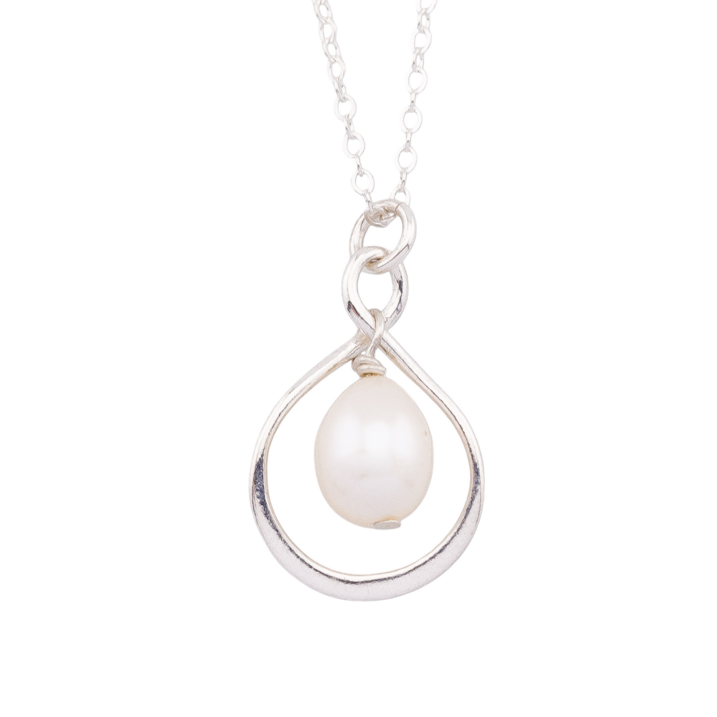 Dangle Teardrop Pearl on Infinity Earrings