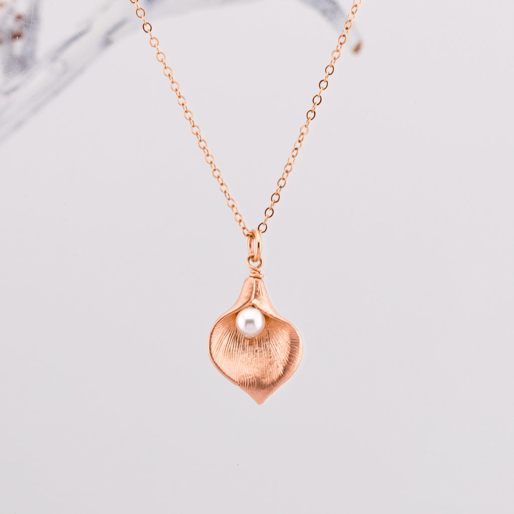 Custom Initial Calla Lilly Necklace