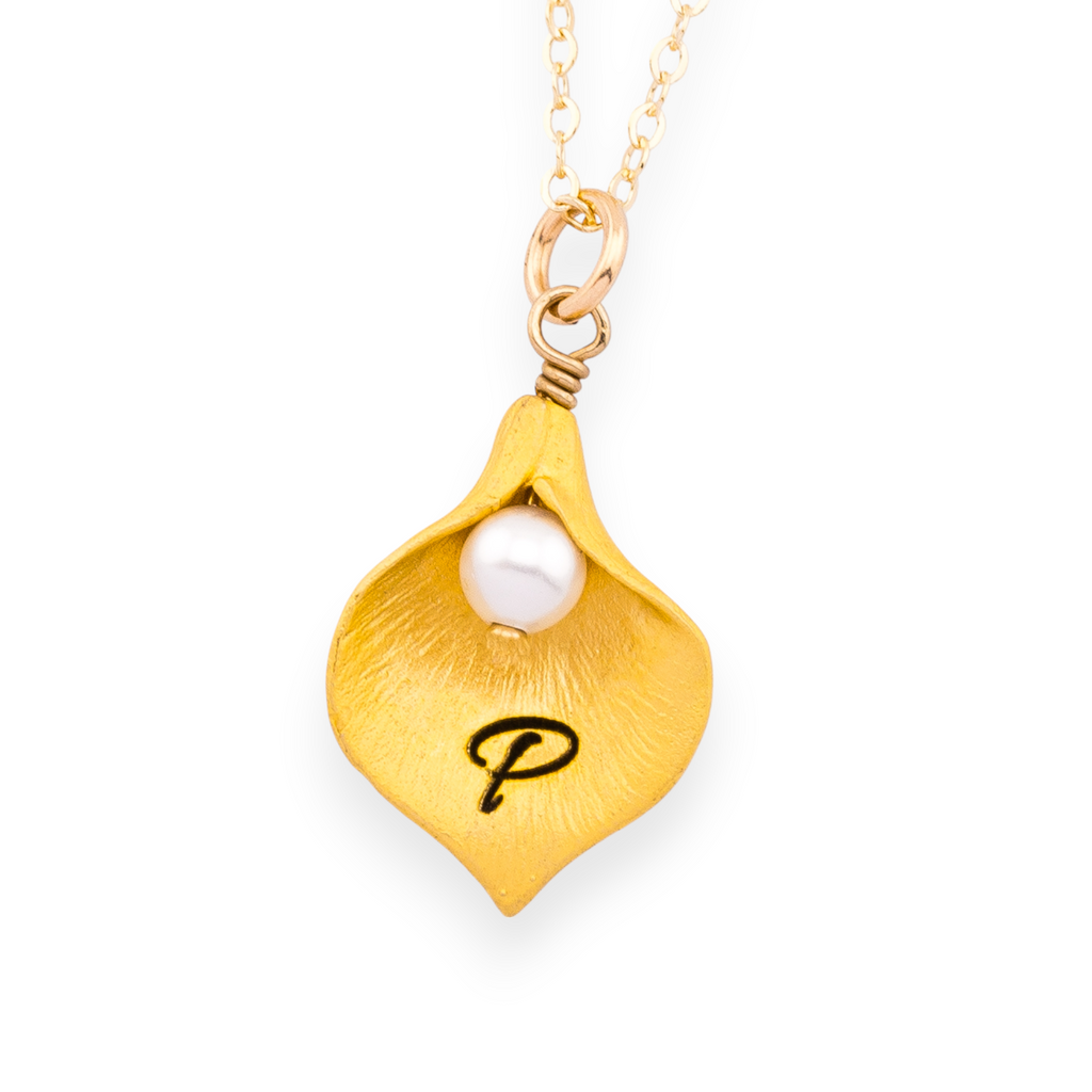 Custom Initial Calla Lilly Necklace
