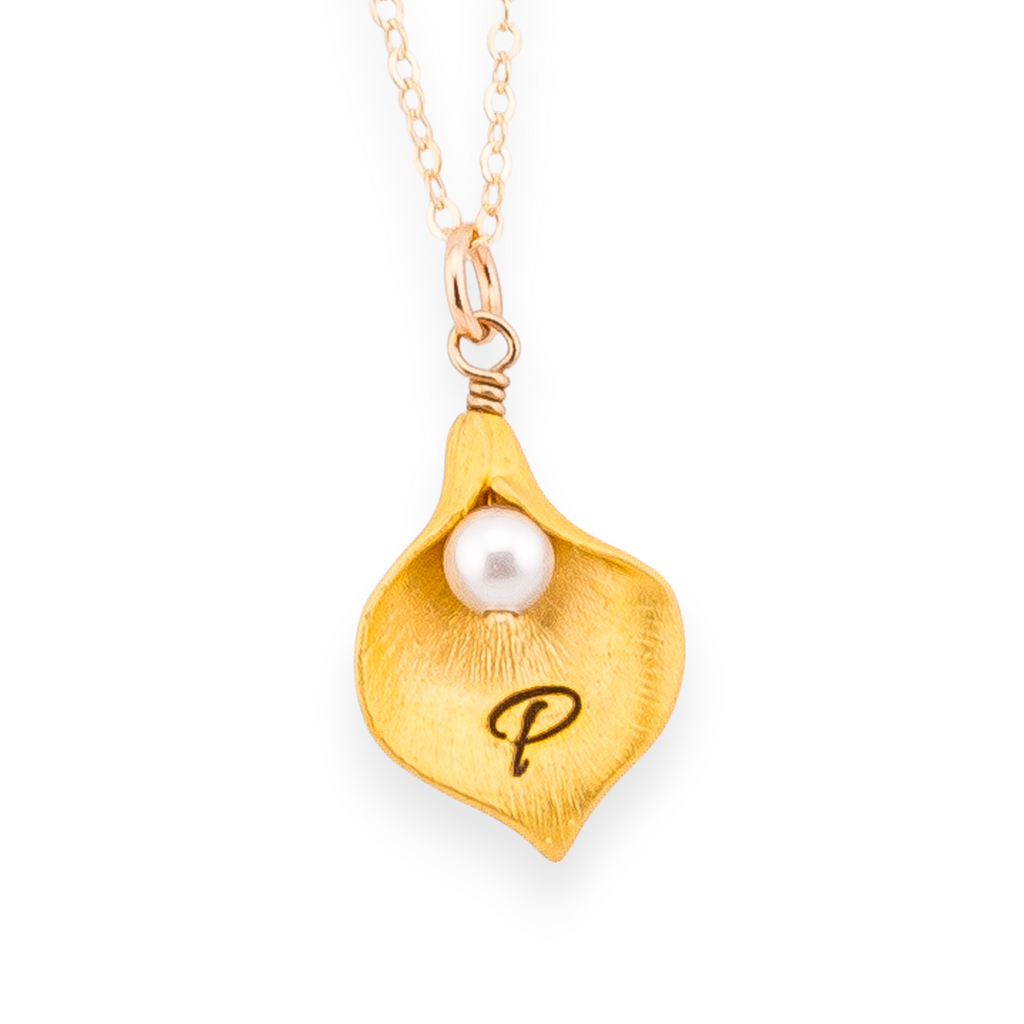 Custom Initial Calla Lilly Necklace