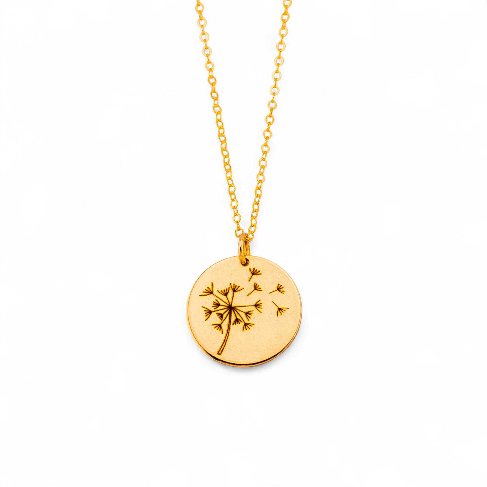 Dandelion Pendant Necklace, 5/8" Disc