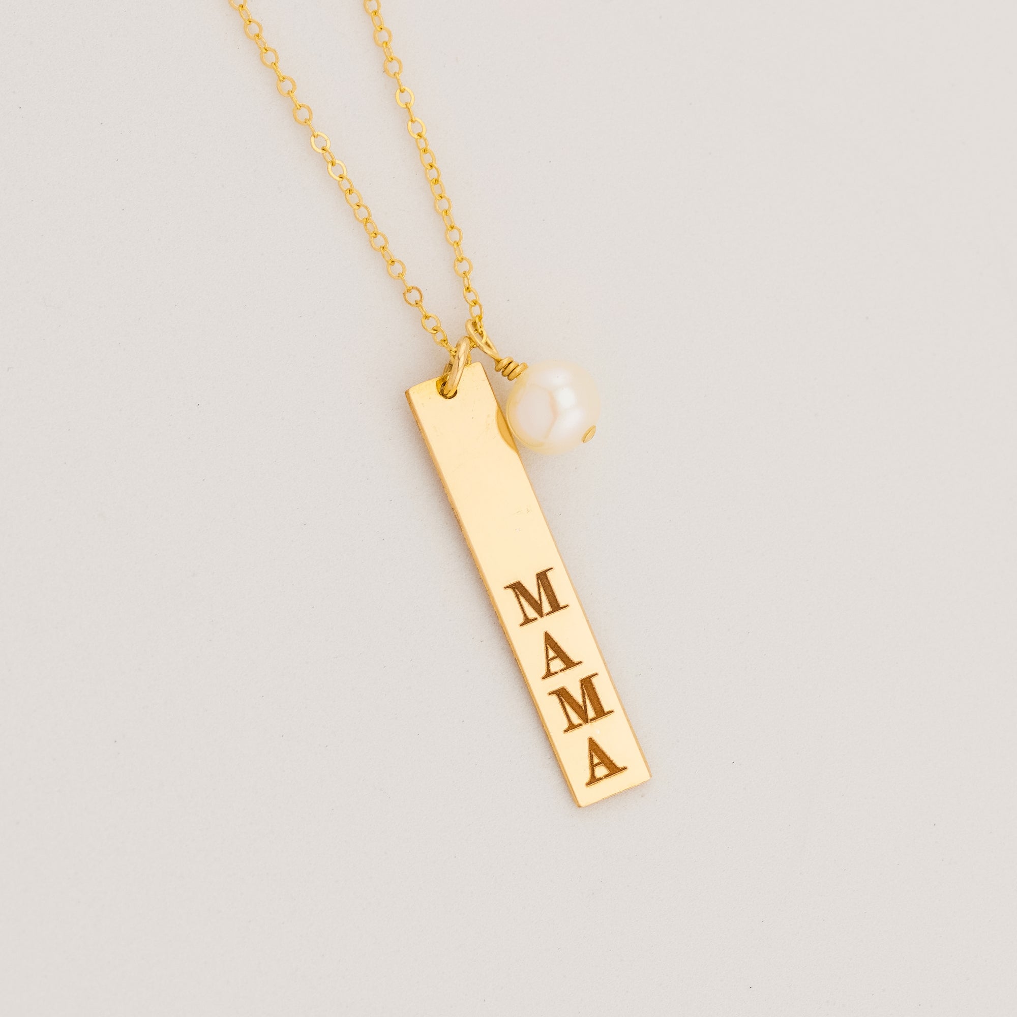 Vertical Custom Bar Necklace and Birthstone, 1.25" Bar