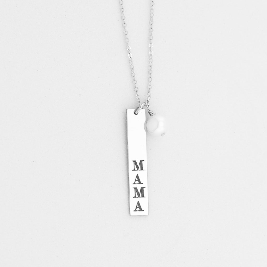Vertical Custom Bar Necklace and Birthstone, 1.25" Bar
