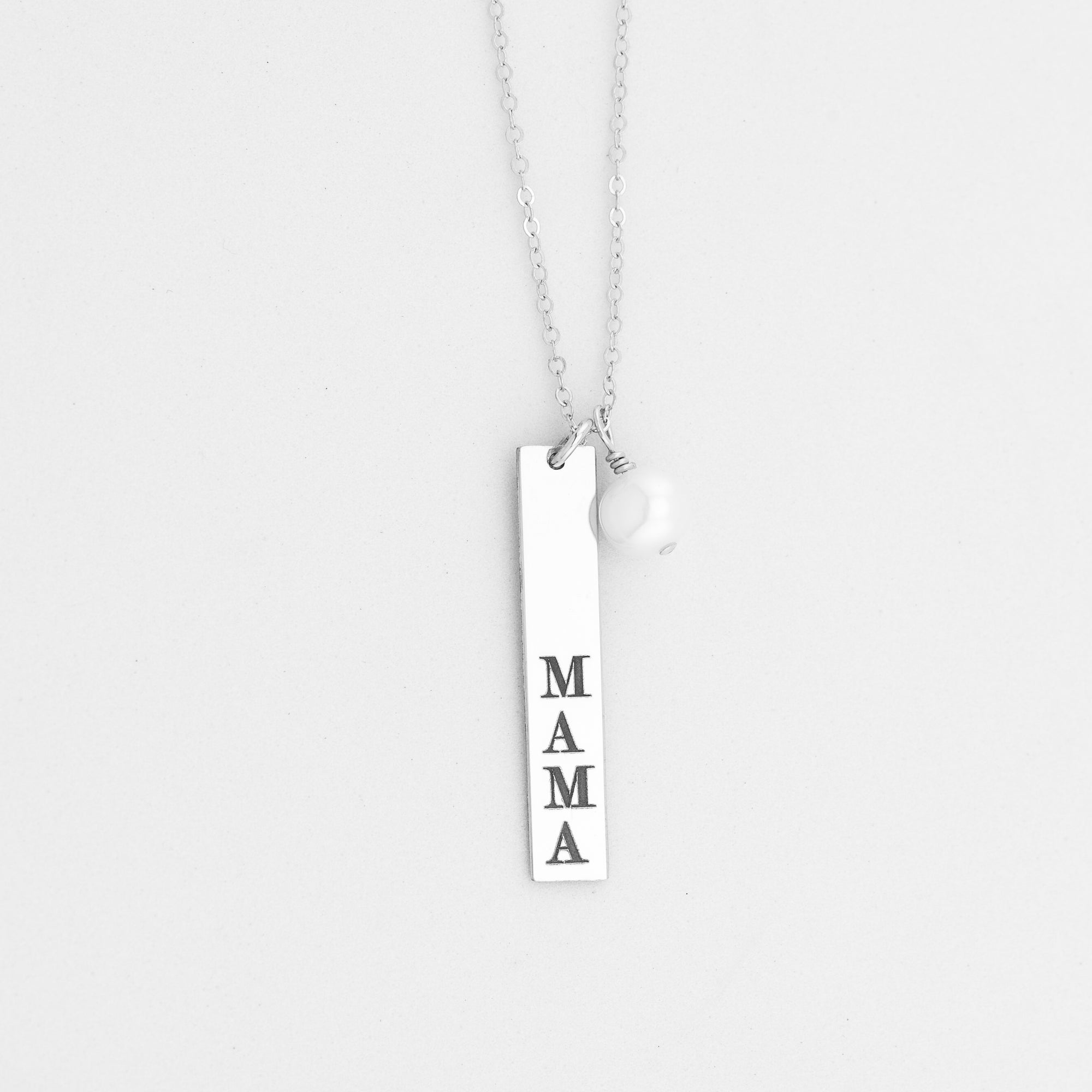 Vertical Custom Bar Necklace and Birthstone, 1.25" Bar
