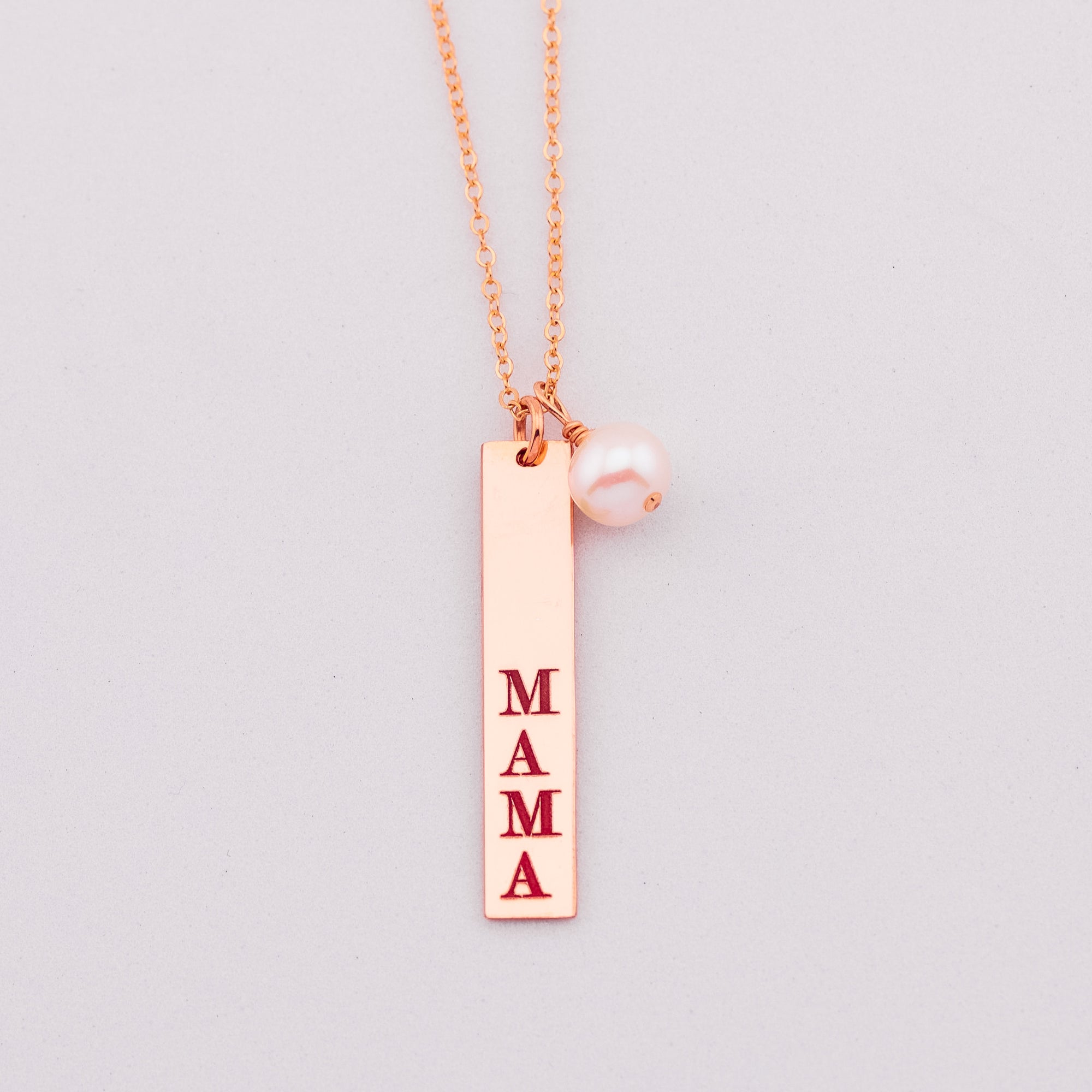 Vertical Custom Bar Necklace and Birthstone, 1.25" Bar