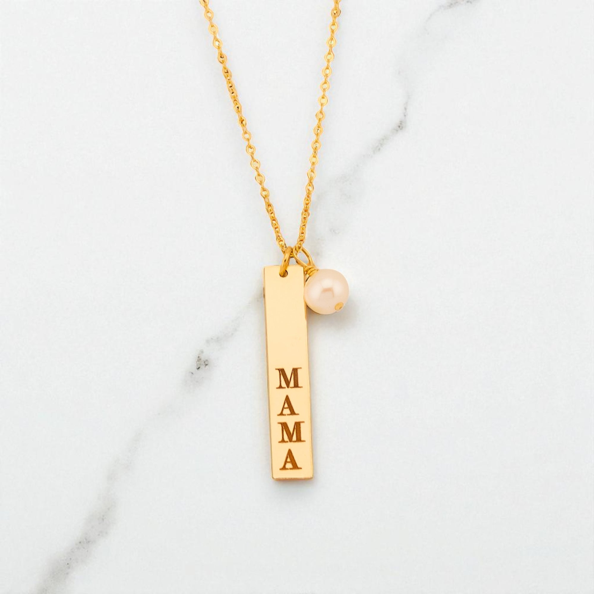 Vertical Custom Bar Necklace and Birthstone, 1.25" Bar