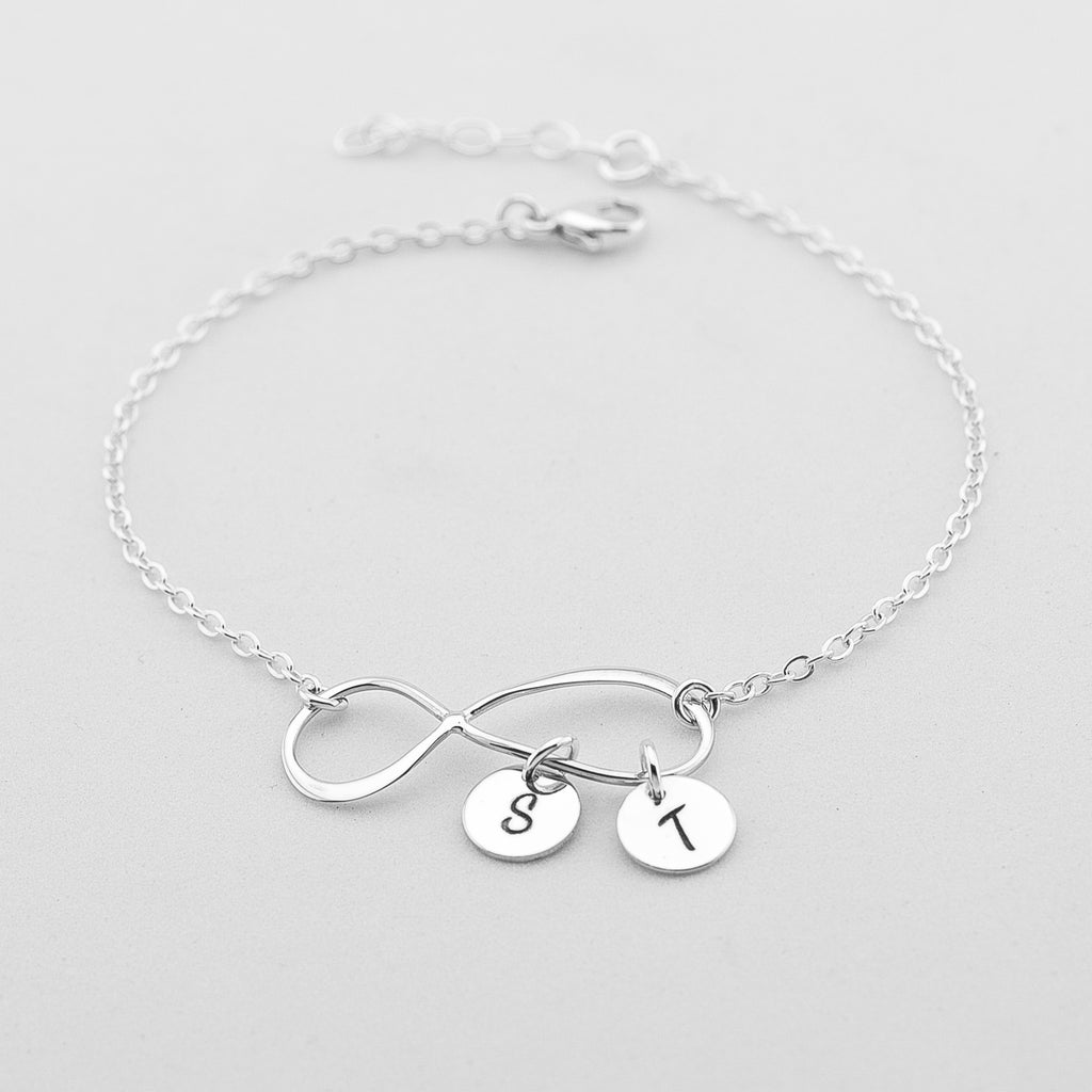 Personalized  Big Infinity and Tiny circle  Bracelet