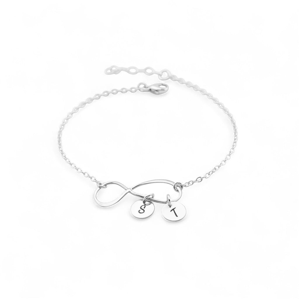 Personalized  Big Infinity and Tiny circle  Bracelet