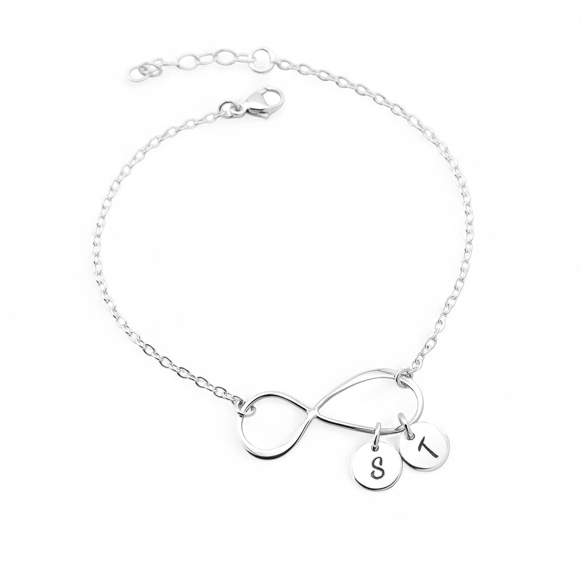 Personalized  Big Infinity and Tiny circle  Bracelet