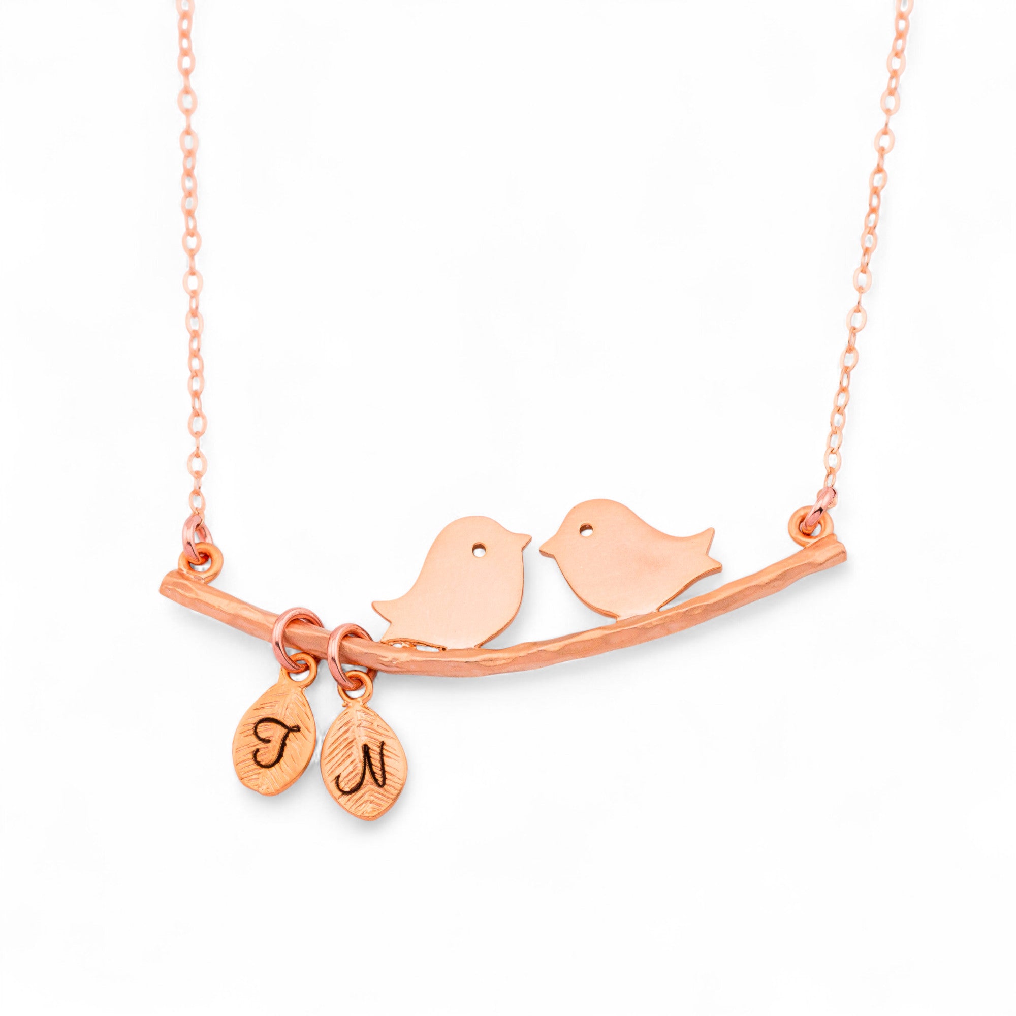 Kissing Bird Pendant and Leaf Necklace