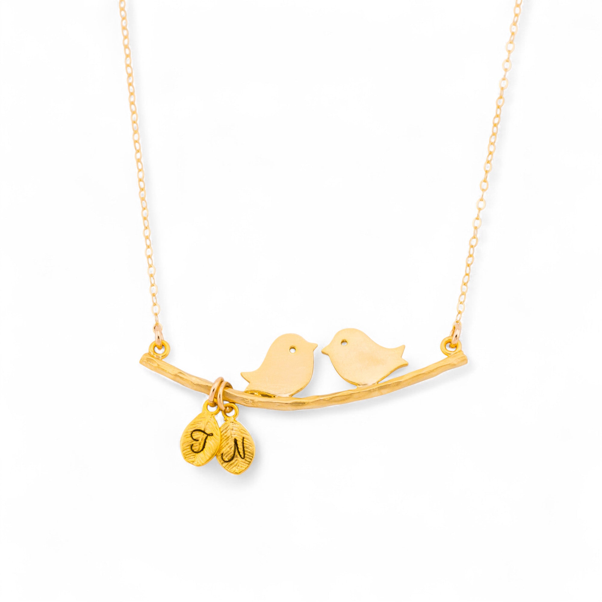 Kissing Bird Pendant and Leaf Necklace