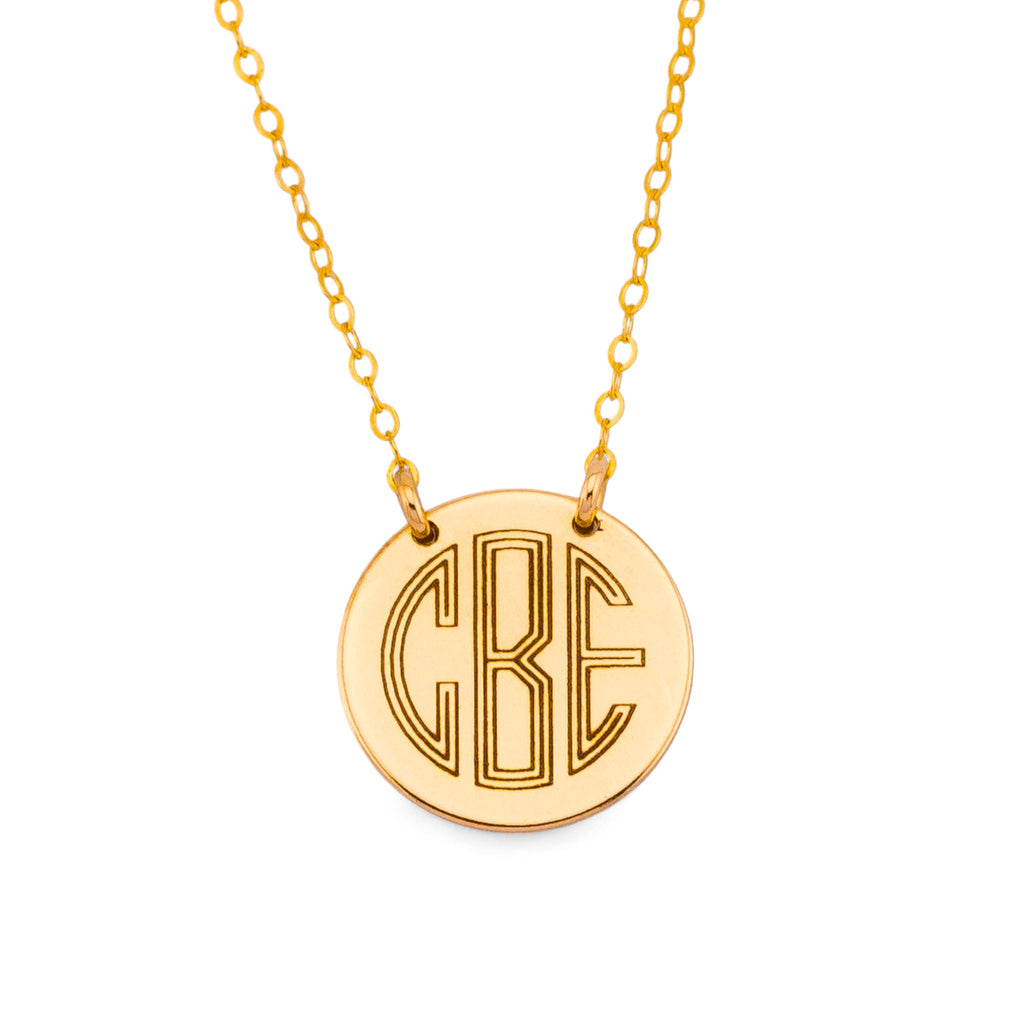 Monogram Necklace, 5/8" Disc