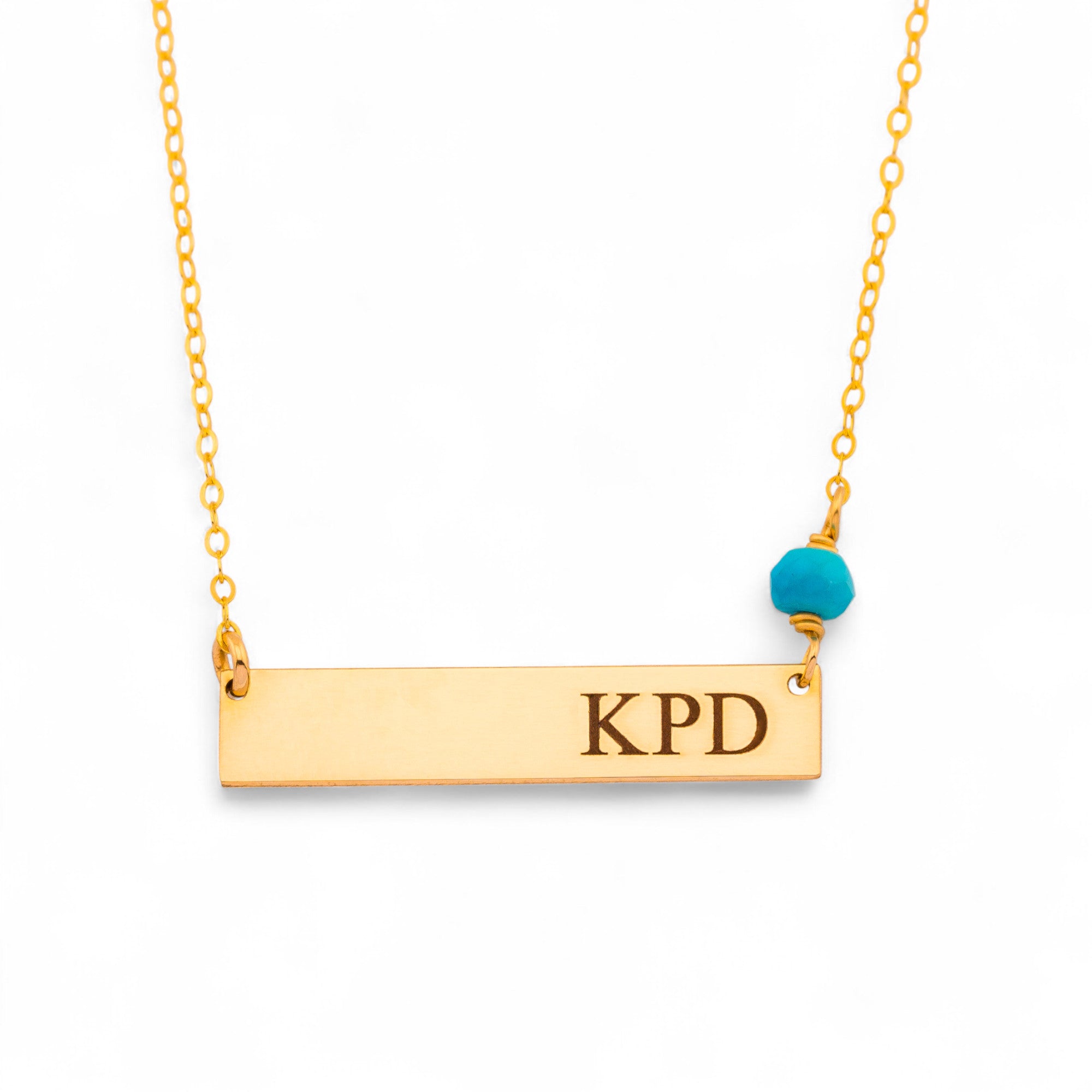 Customized Name Plate Bar Necklace and Birthstone. 1.25-inch