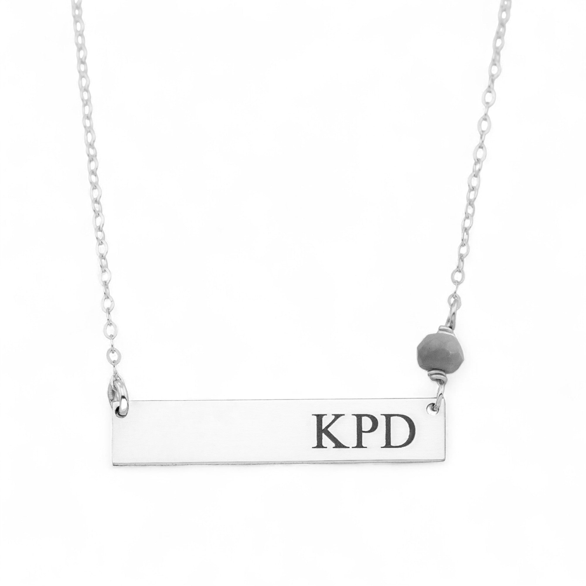 Customized Name Plate Bar Necklace and Birthstone. 1.25-inch