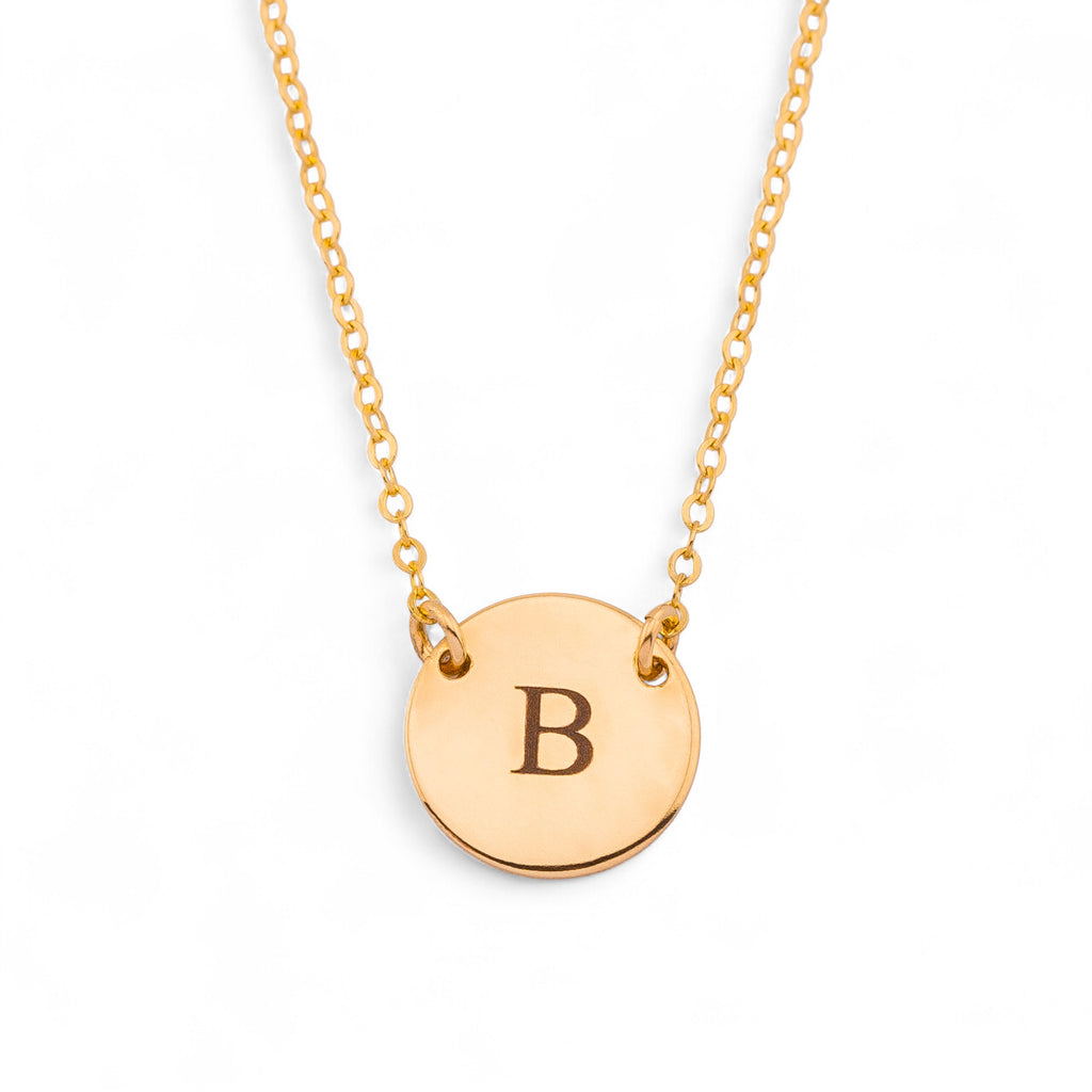 Personalized Initial Disc Necklace, 7/16-inch Disc