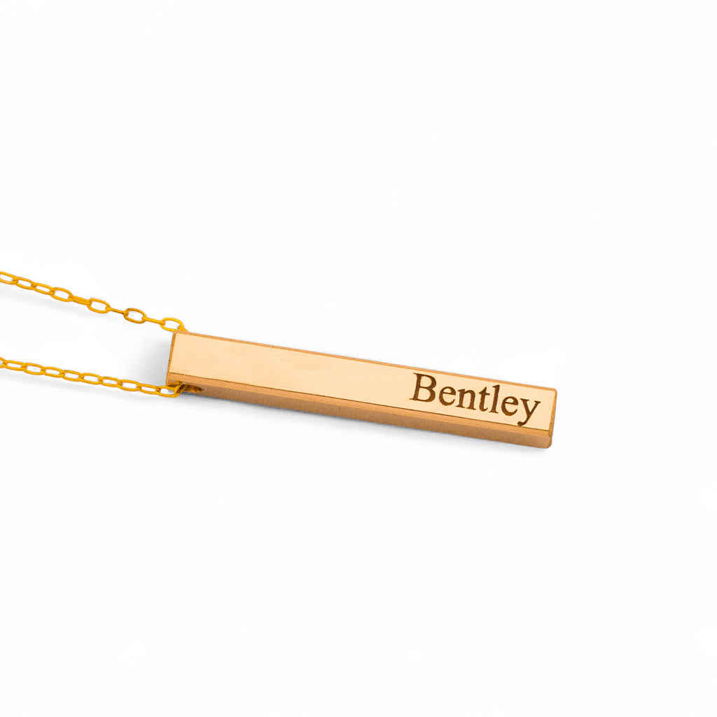 Customized 4-Sided Name Bar Necklace, 1.25-inch 3D Bar