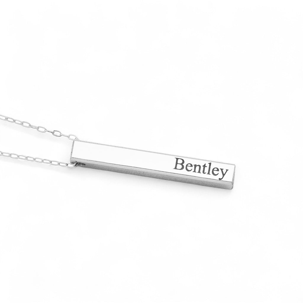 Customized 4-Sided Name Bar Necklace, 1.25-inch 3D Bar