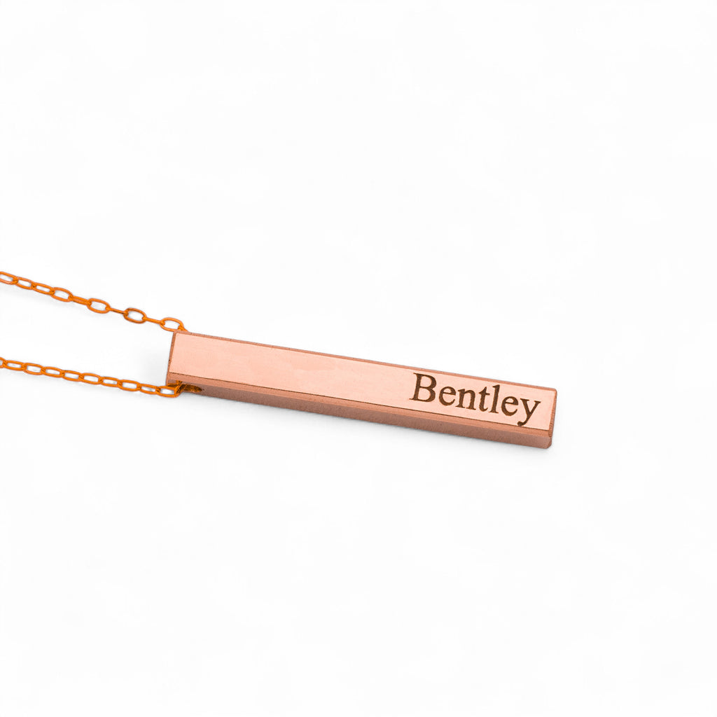 Customized 4-Sided Name Bar Necklace, 1.25-inch 3D Bar