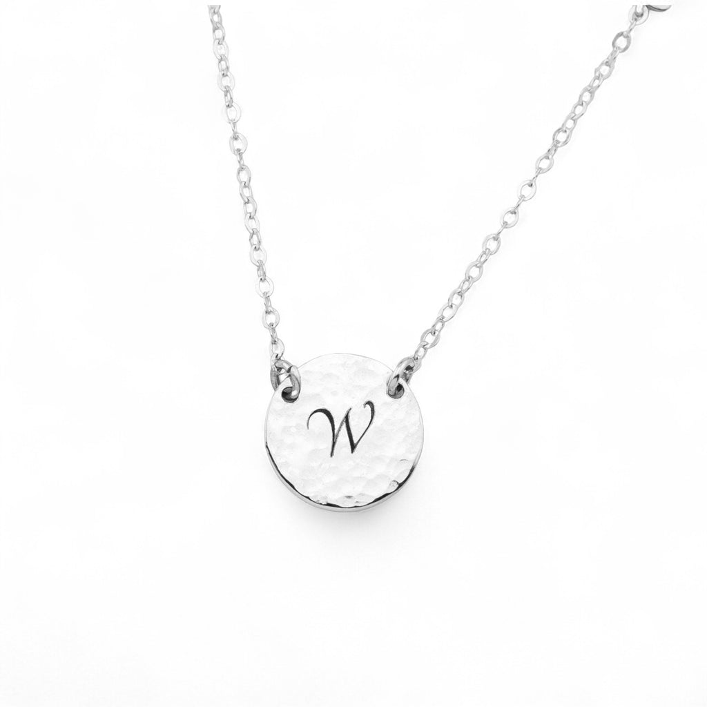 Personalized Initial Disc Necklace, 7/16-inch Disc