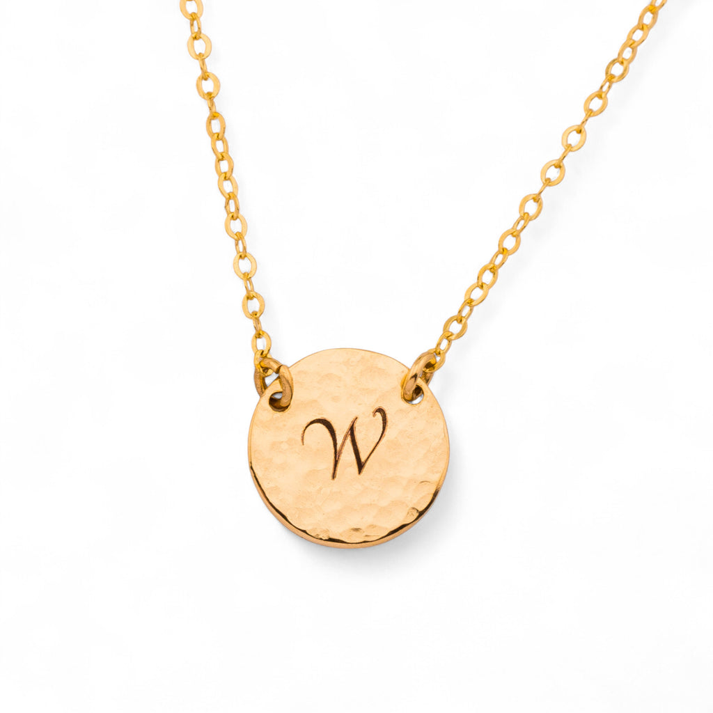 Personalized Initial Disc Necklace, 7/16-inch Disc
