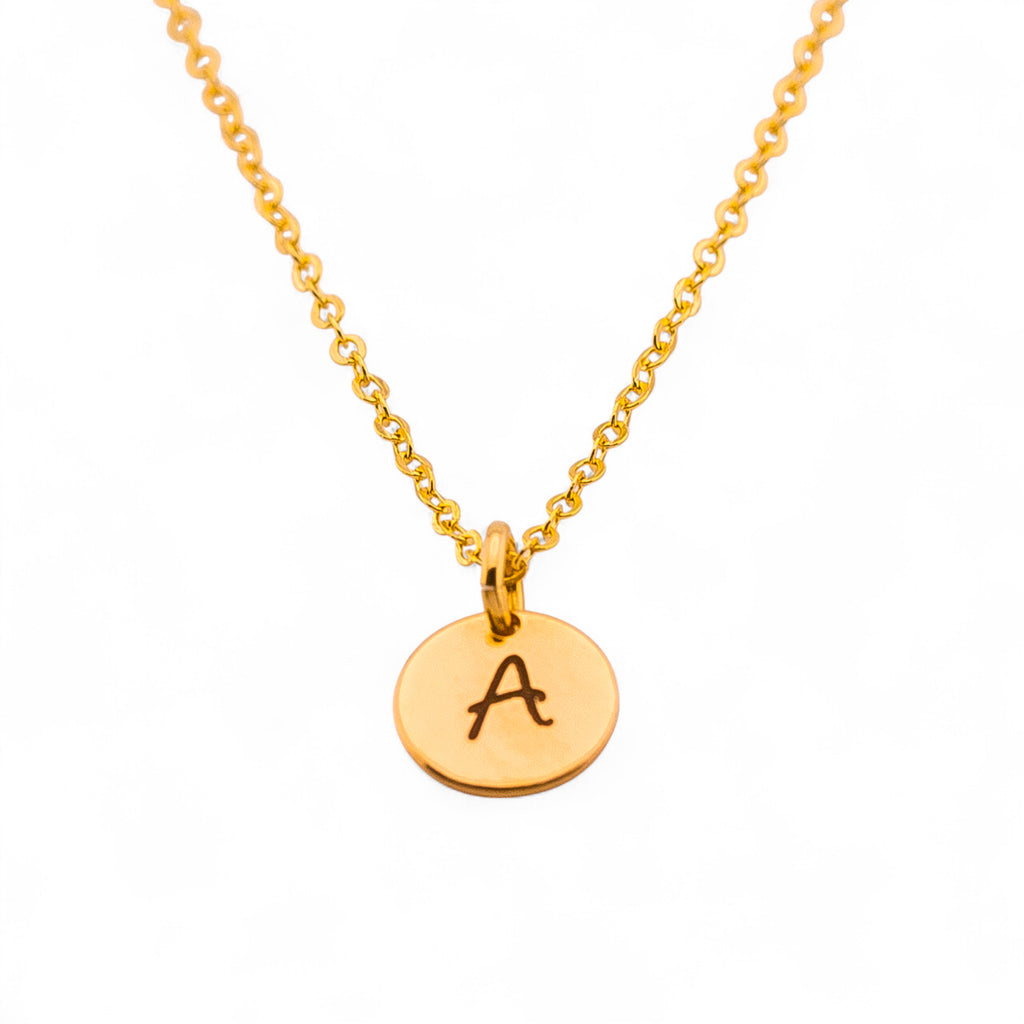 Tiny Initial Circle Necklace, 1 Charm