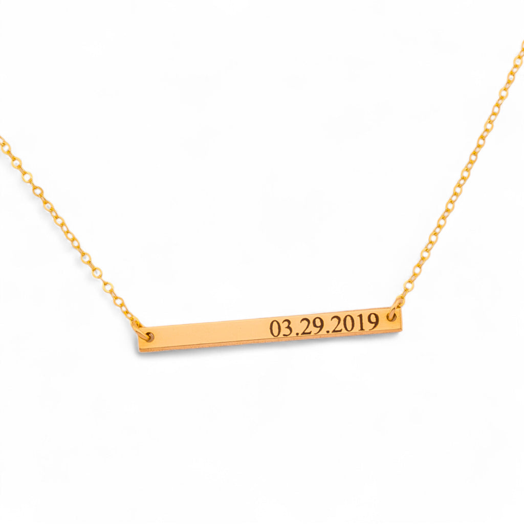 Personalized Long Skinny Bar Necklace, 1.5-inch Bar