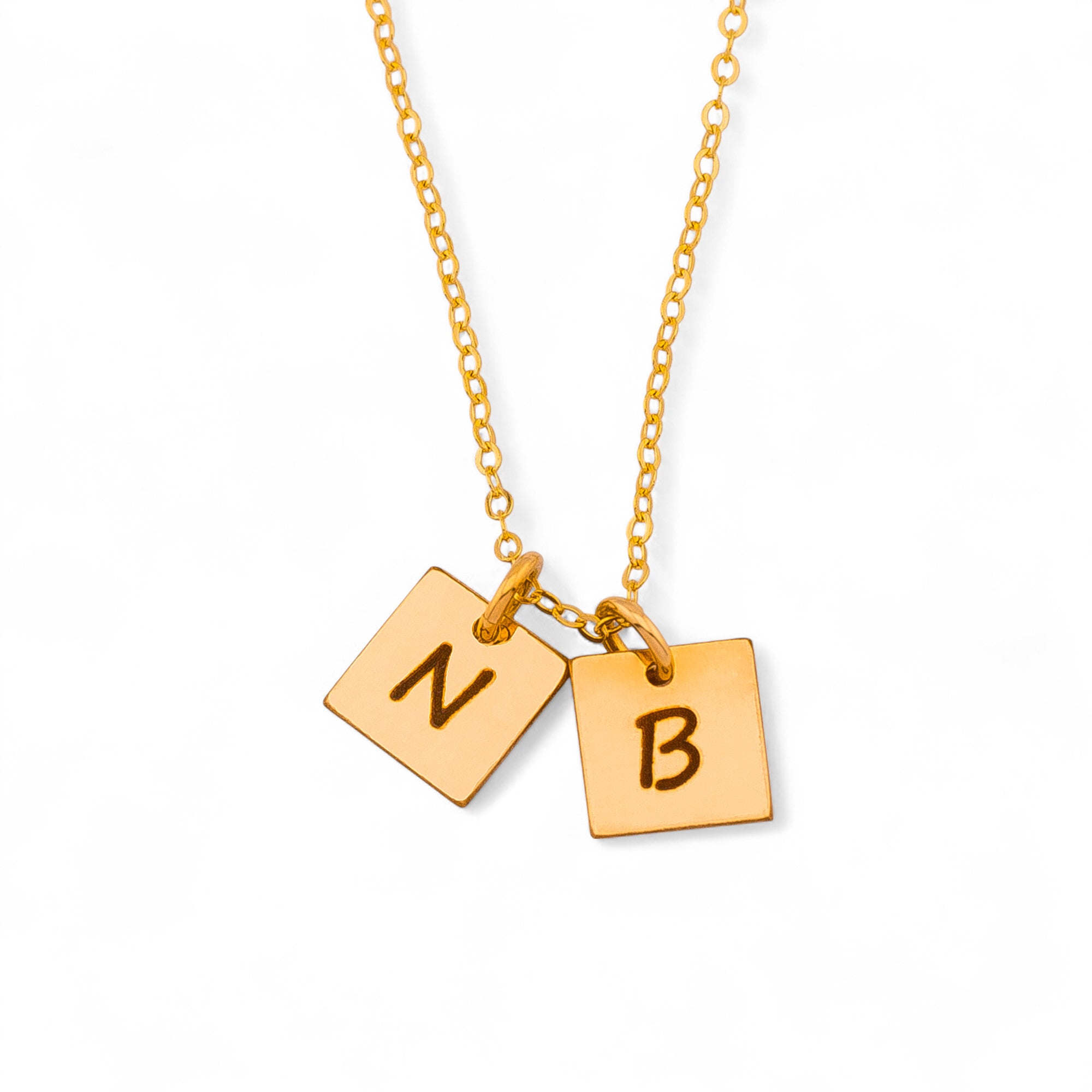 Tiny Square Initial Necklace, 8mm Square