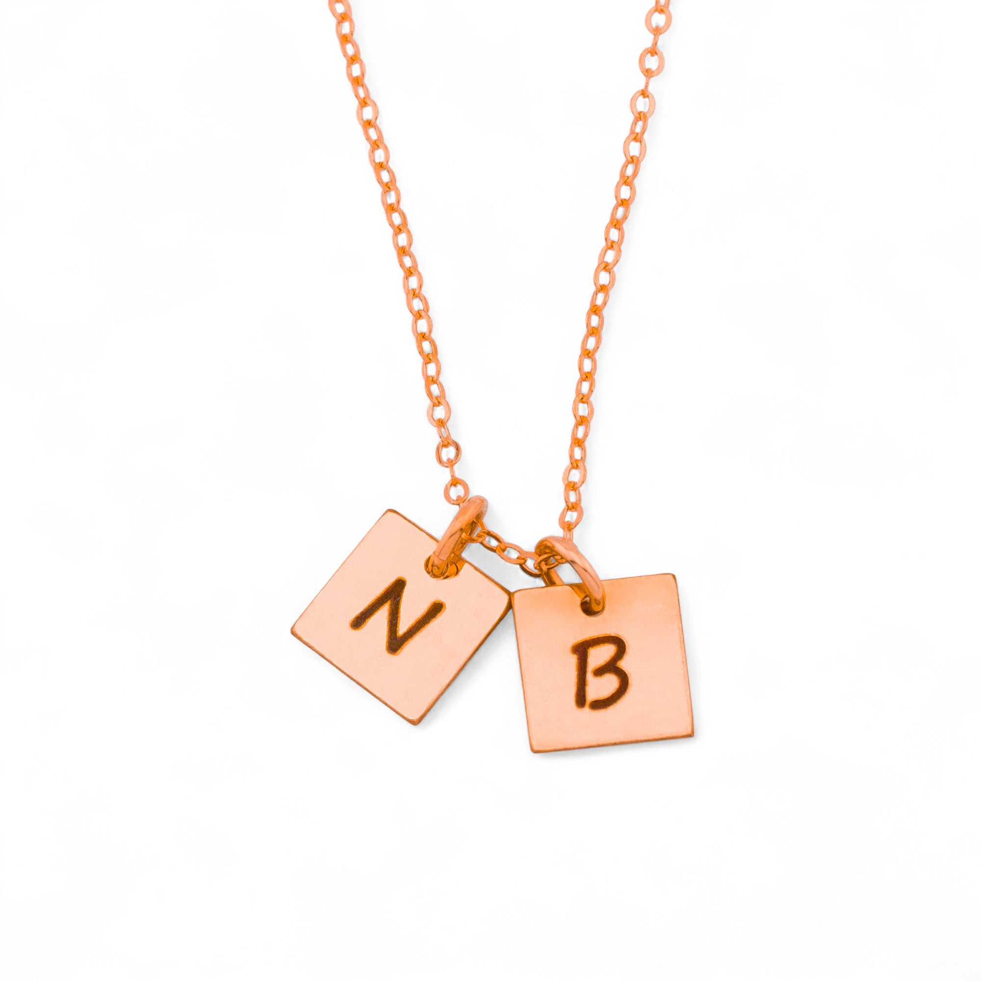 Tiny Square Initial Necklace, 8mm Square