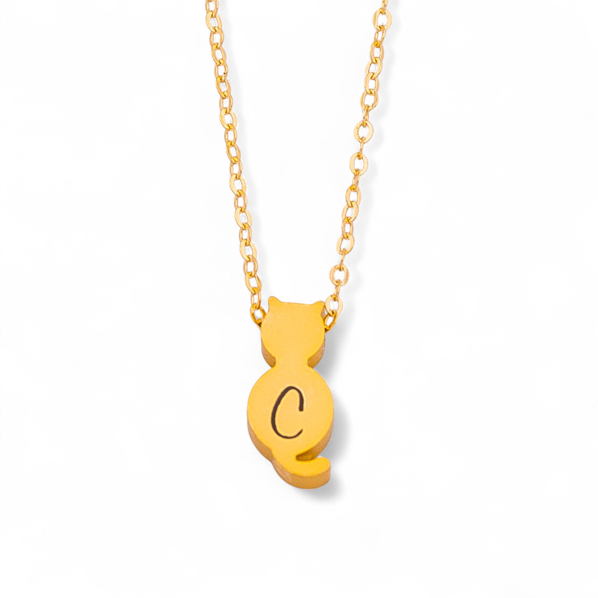 Personalized Initial Cat Necklace