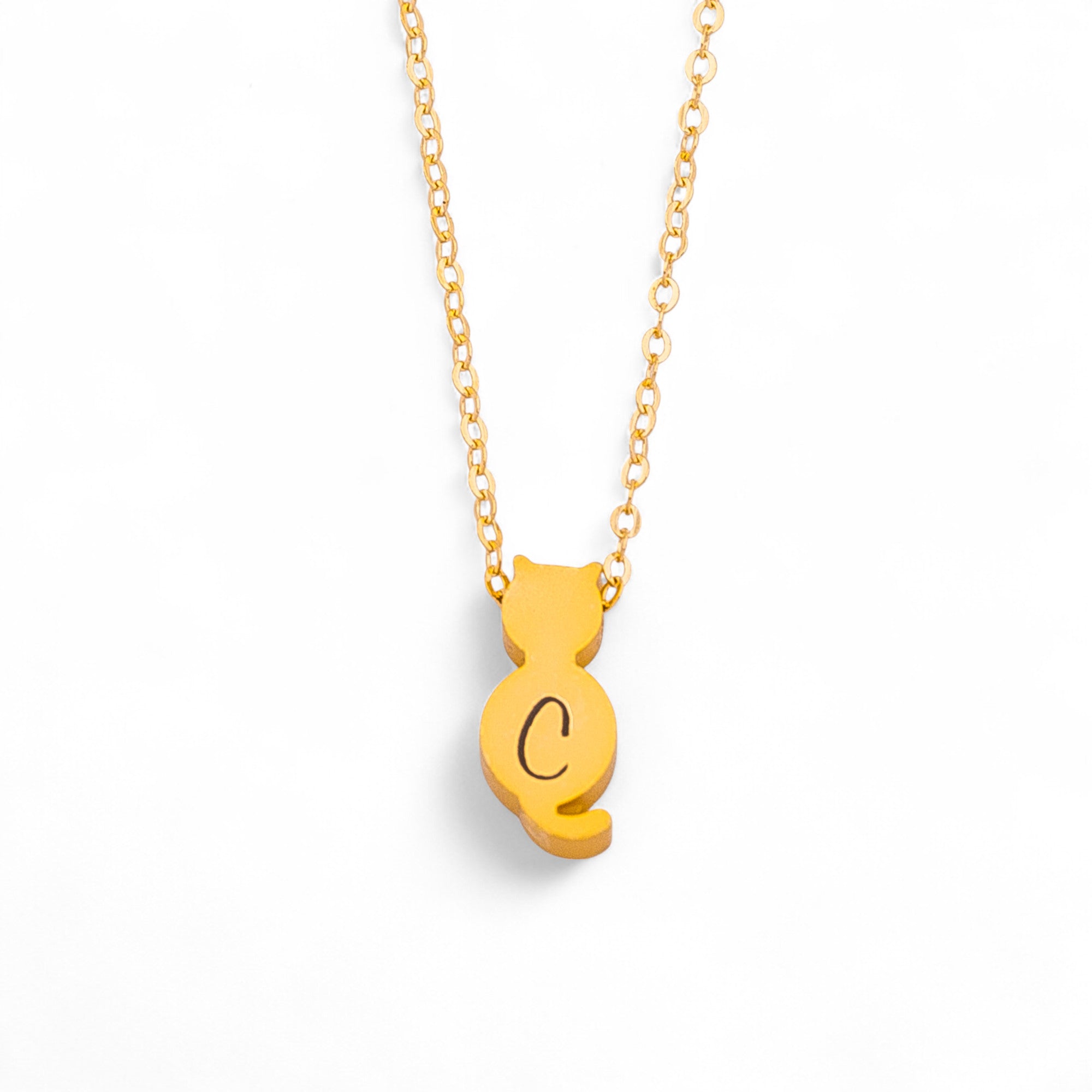 Personalized Initial Cat Necklace