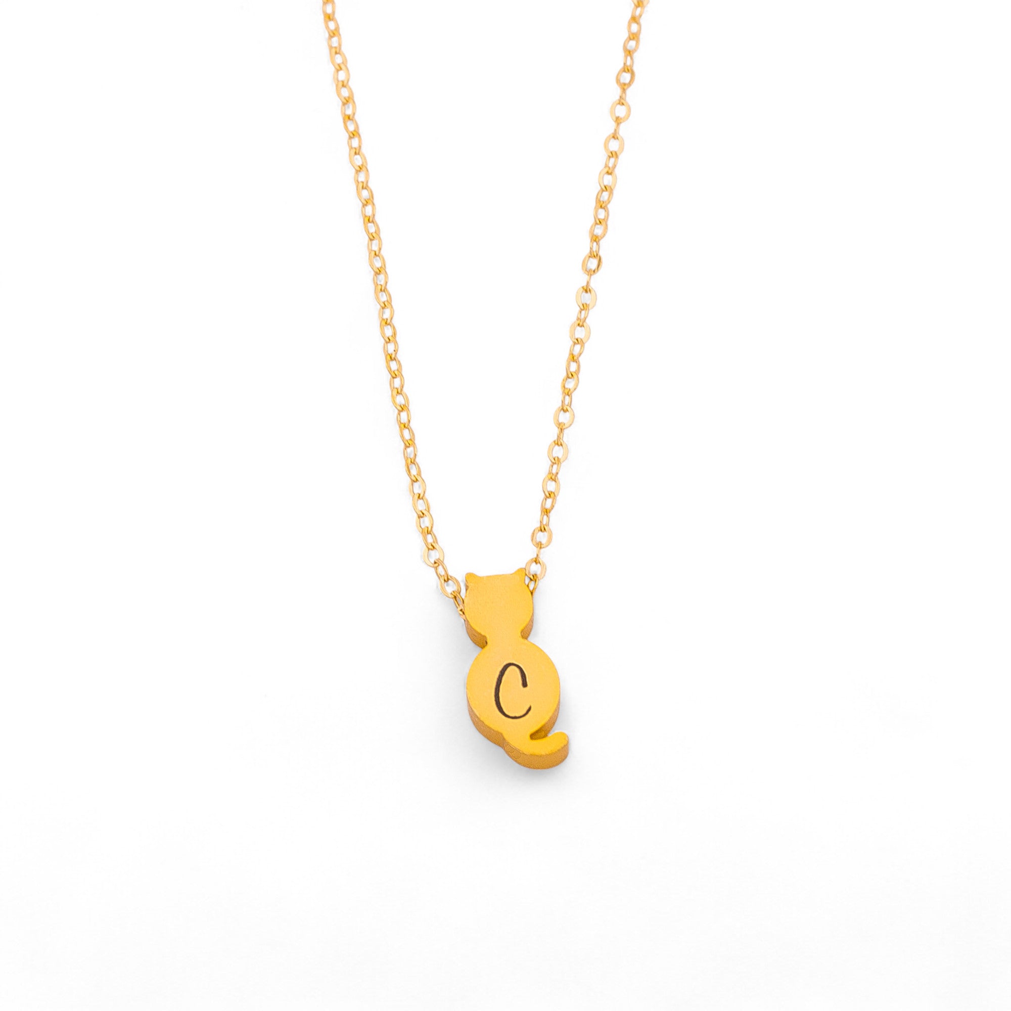 Personalized Initial Cat Necklace