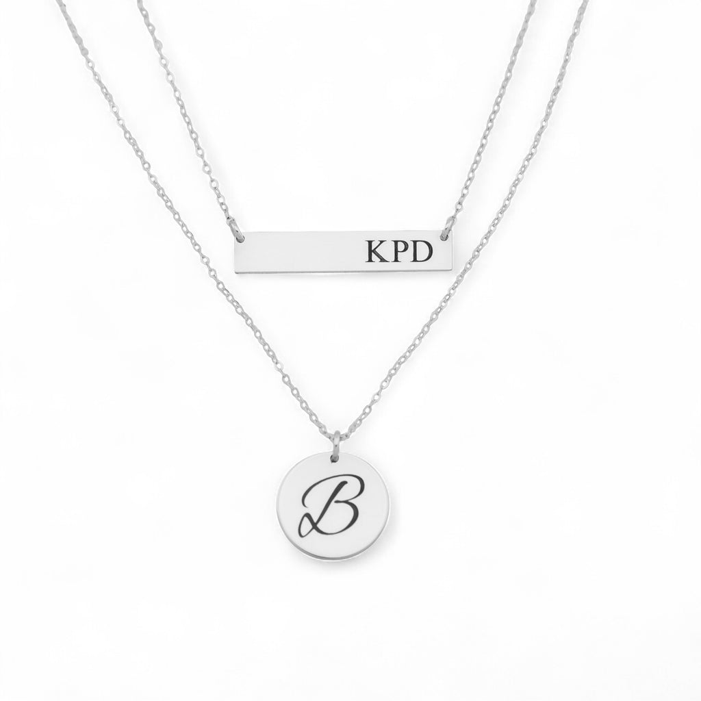 Layering Bar and Disc Necklace Set,  5/8-inch Disc and 1.25-inch Bar