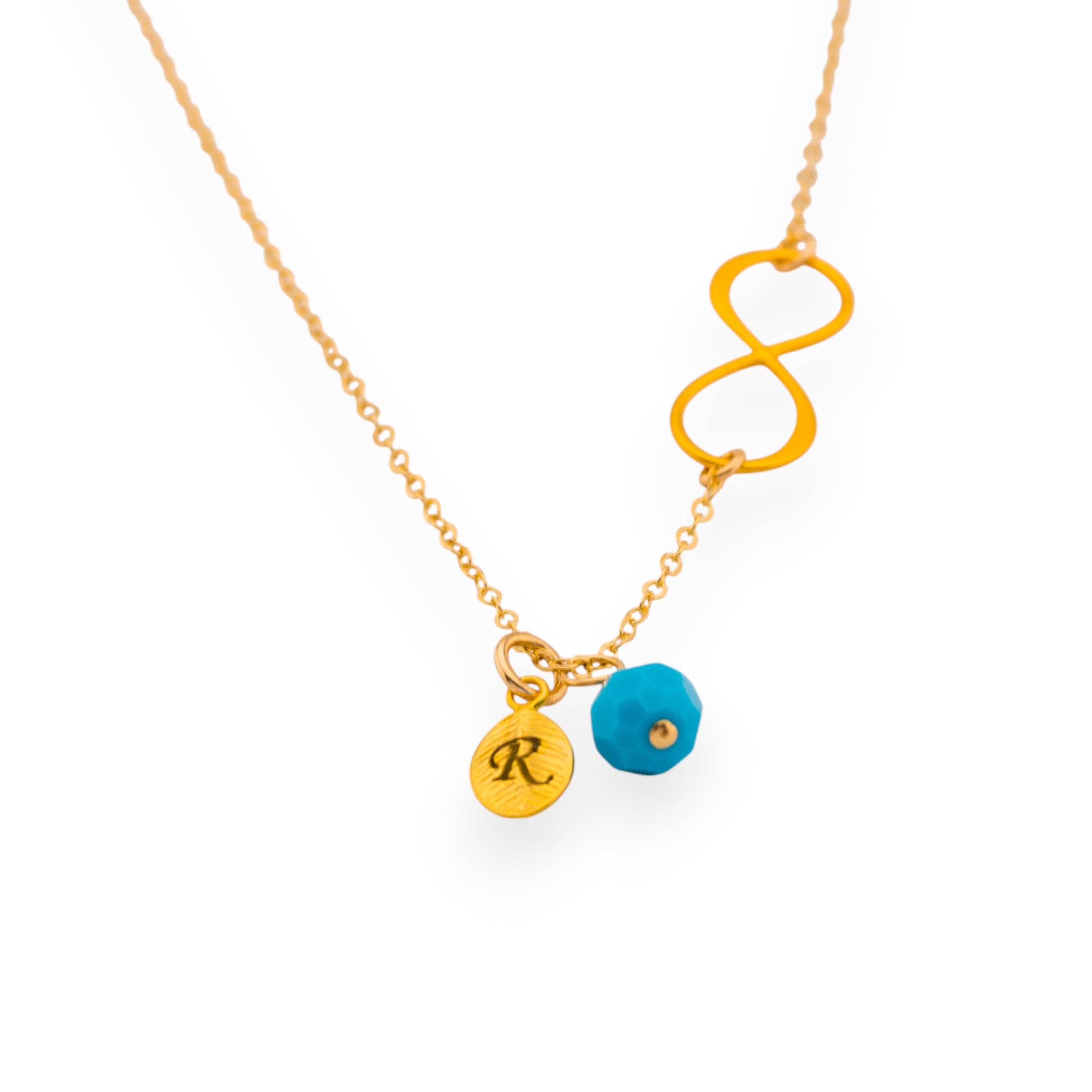 Infinity Birthstone and Leaf  Necklace