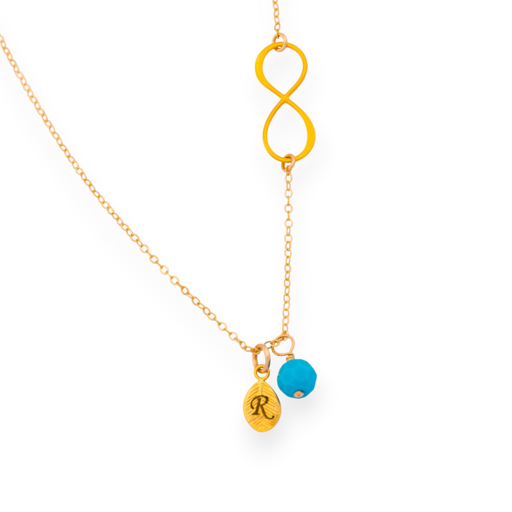 Infinity Birthstone and Leaf  Necklace