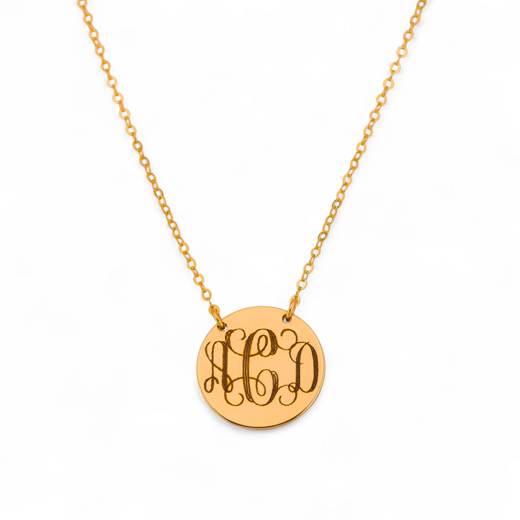 Interlocking Monogram Necklace, 5/8" Disc
