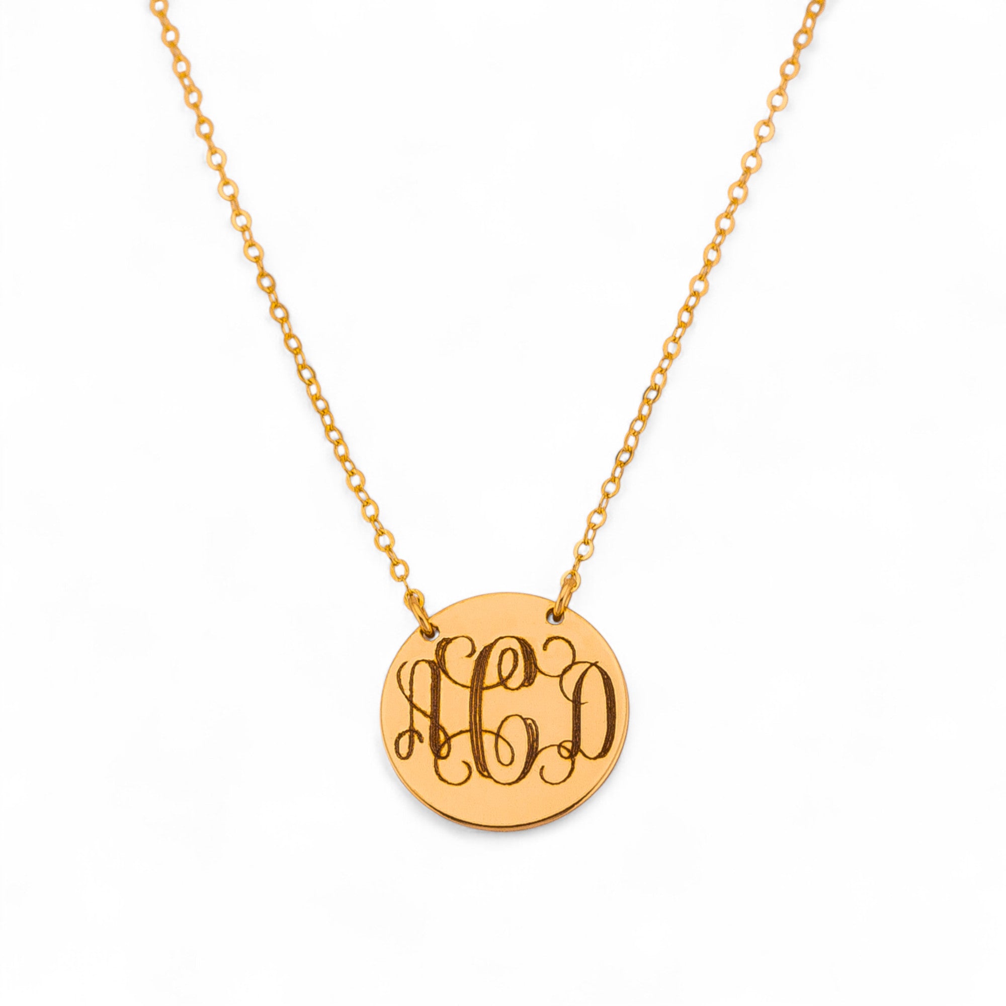 Interlocking Monogram Necklace, 5/8" Disc