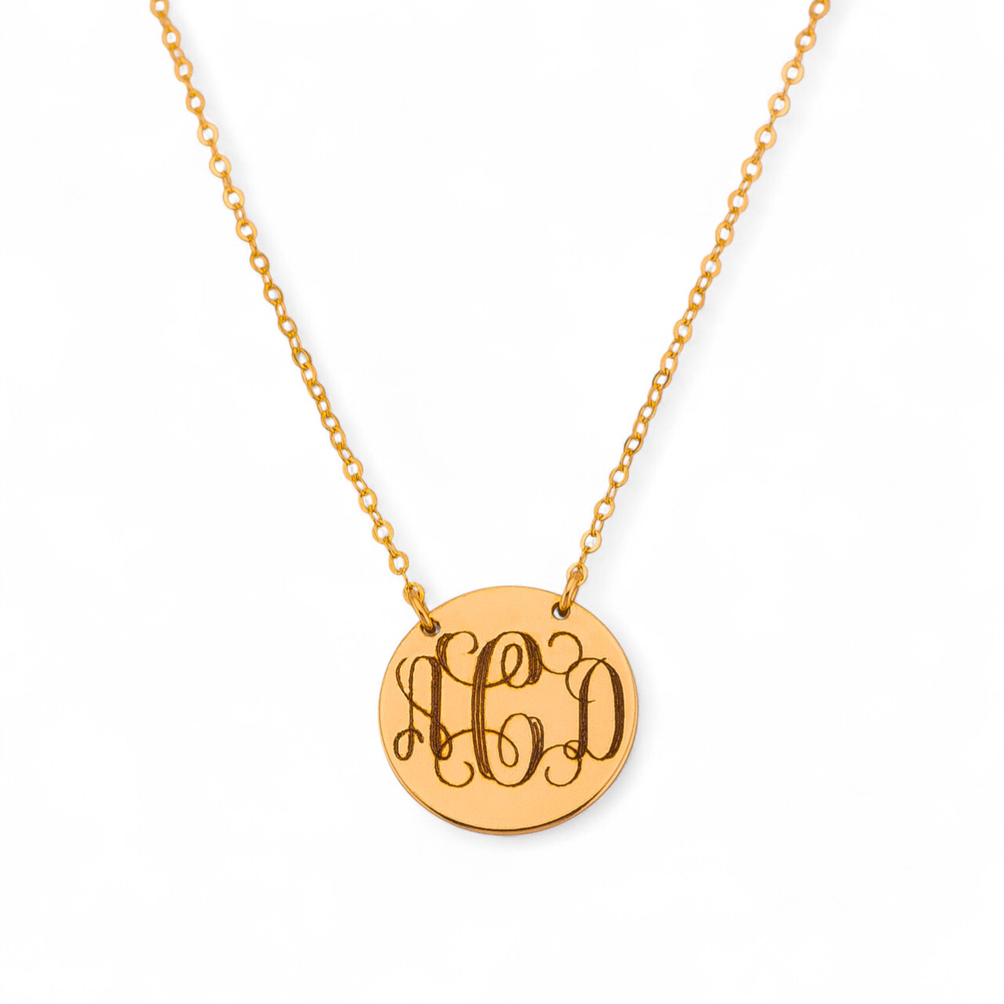 Interlocking Monogram Necklace, 5/8" Disc