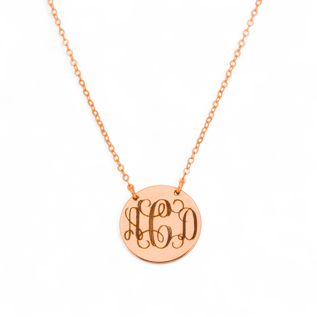 Interlocking Monogram Necklace, 5/8" Disc