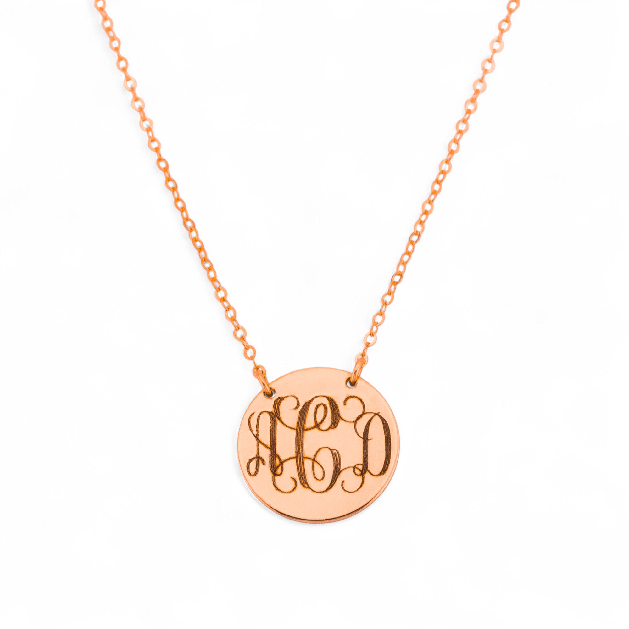 Interlocking Monogram Necklace, 5/8" Disc