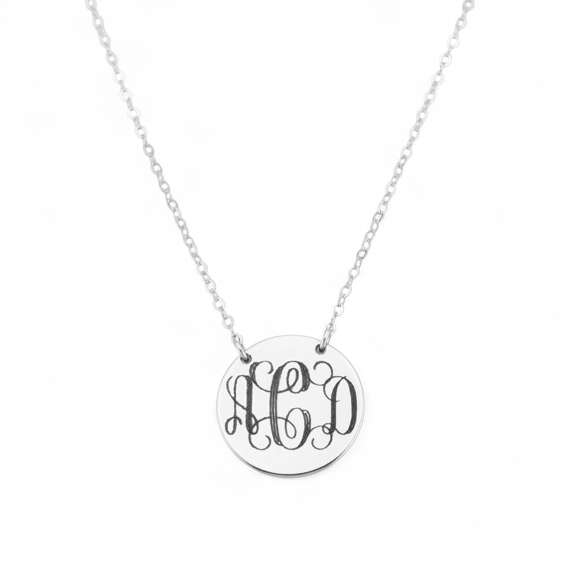 Interlocking Monogram Necklace, 5/8" Disc