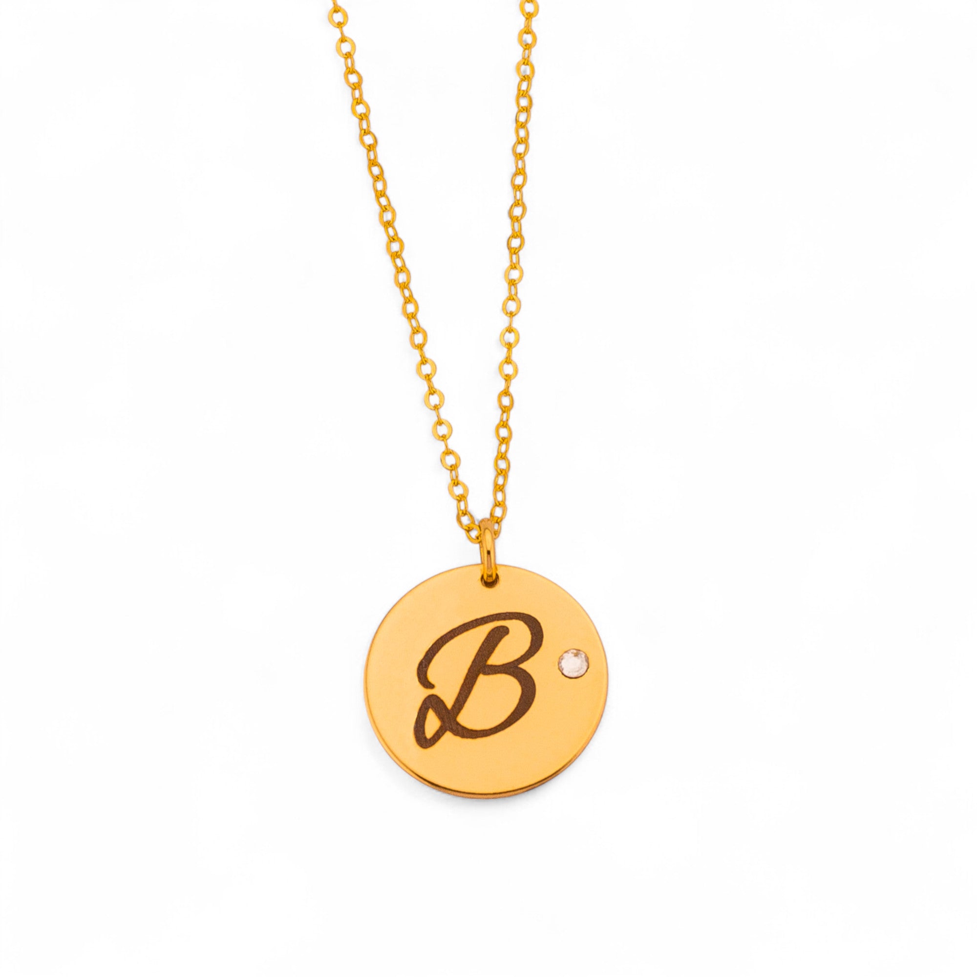 Customized Disc Crystal Necklace, 5/8" Disc