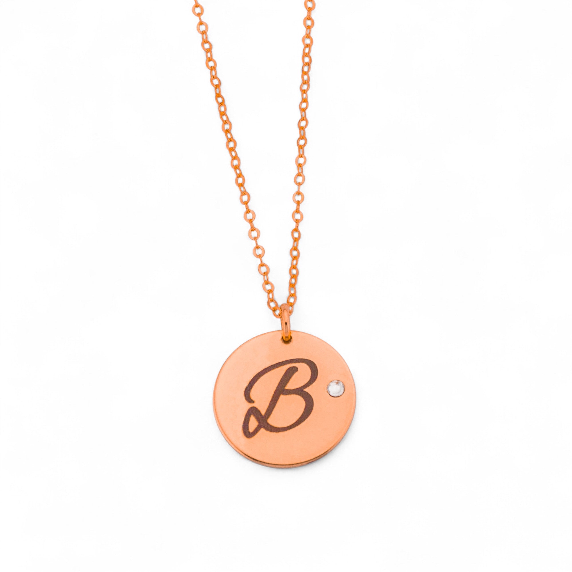 Customized Disc Crystal Necklace, 5/8" Disc