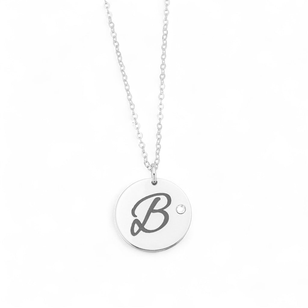 Customized Disc Crystal Necklace, 5/8" Disc