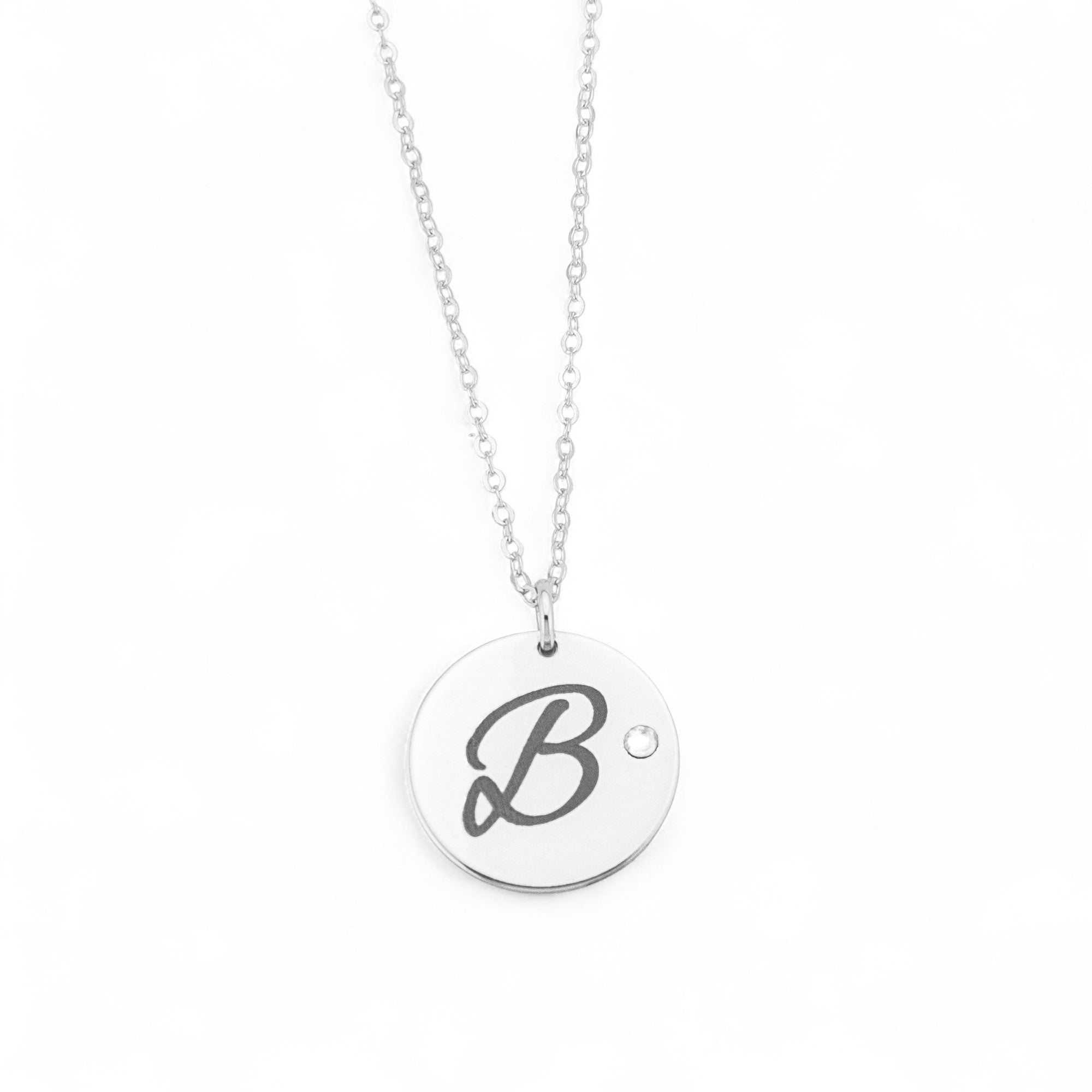 Customized Disc Crystal Necklace, 5/8" Disc