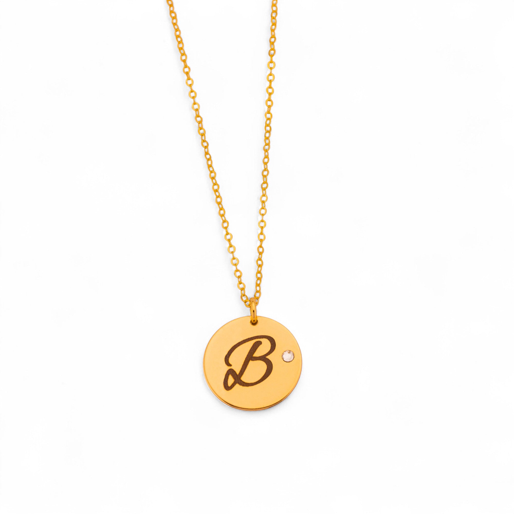 Customized Disc Crystal Necklace, 5/8" Disc