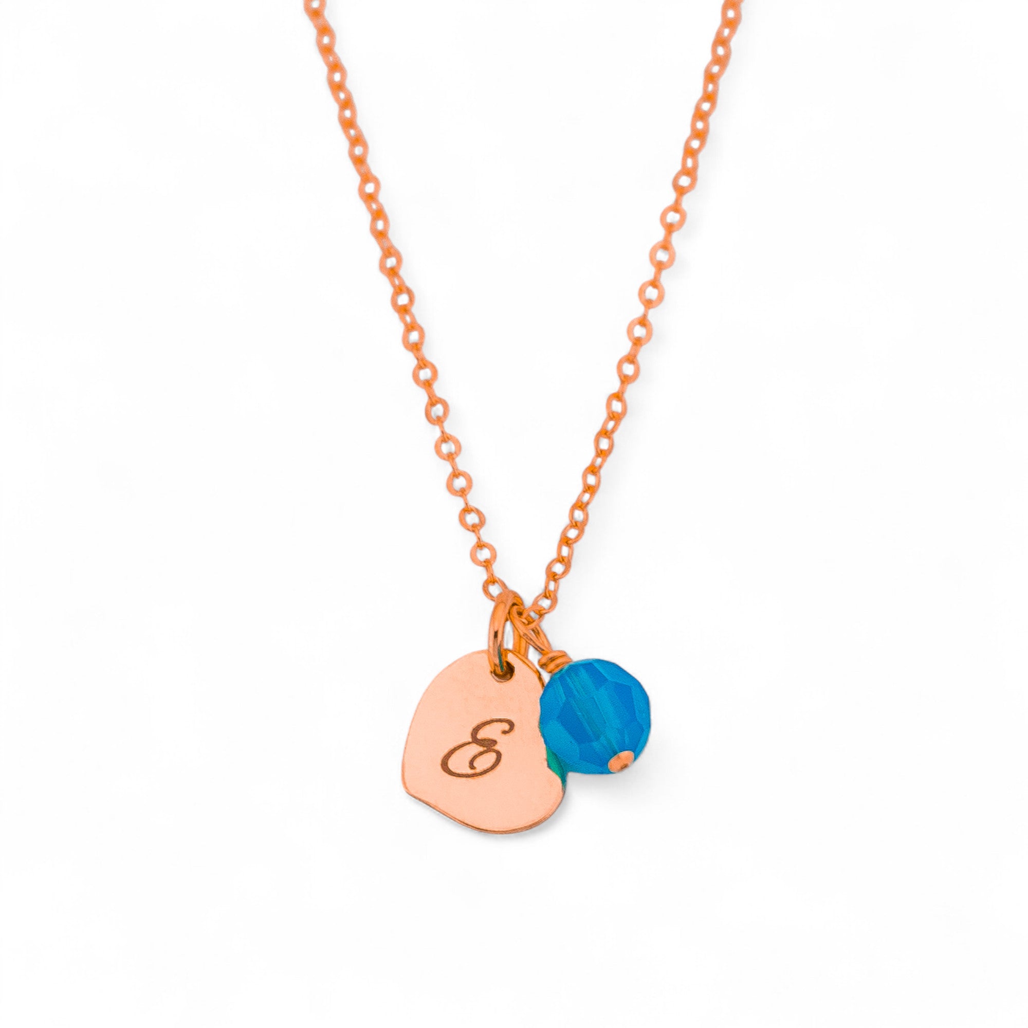 Initial Heart and Birthstone  Necklace